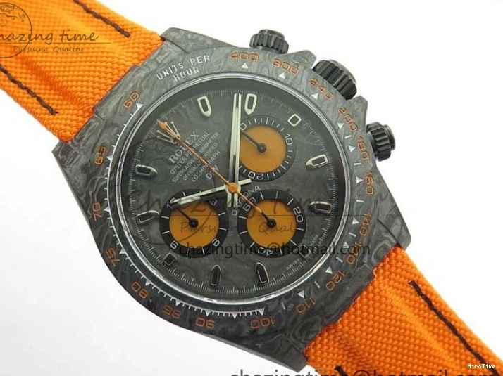 MiroTime 0321 Daytona DIW Carbon Noob 1:1 Best Edition Black Orange Dial on Orange Nylon Strap SA TopPick 2586